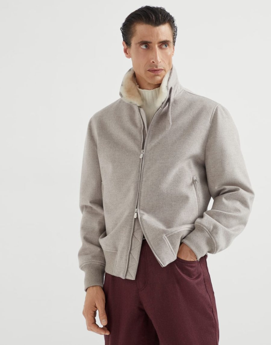 Cashmere beaver bomber jacket - Brunello Cucinelli
