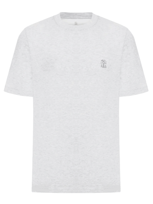 T-shirt in jersey con logo - Brunello Cucinelli