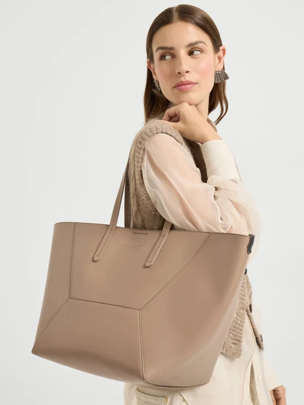 Borsa BC Duo in vitello con monile- brunello cucinelli