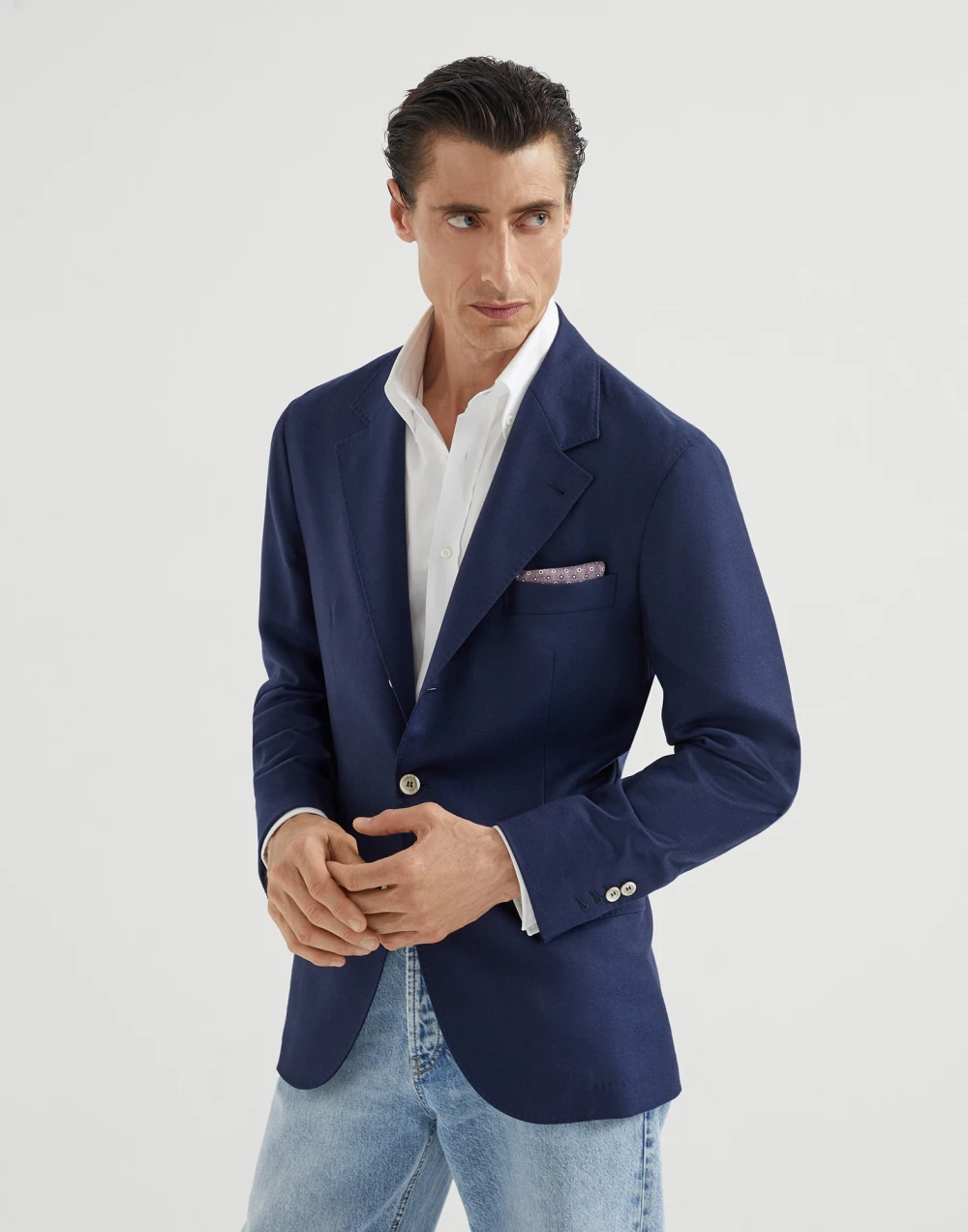 Giacca decostruita in twill leggero di cashmere - Brunello Cucinelli