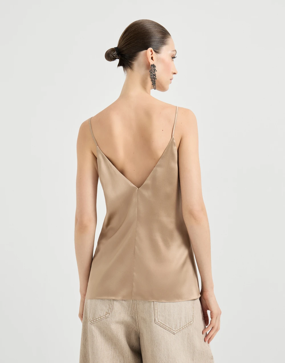 Top in raso di seta stretch - BRUNELLO CUCINELLI - immagine 2