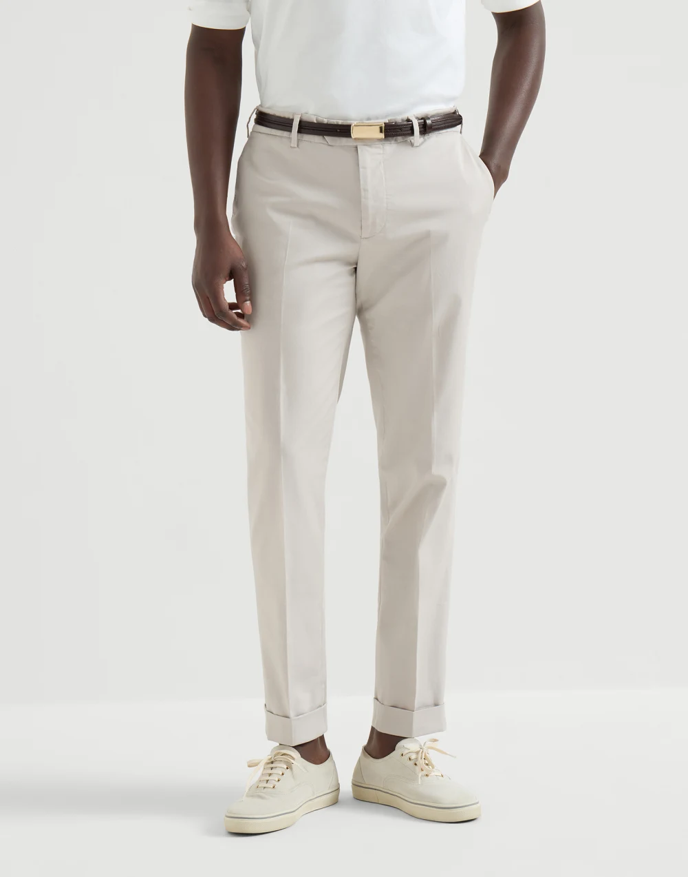 Pantalone italian fit in gabardina di cotone American Pima - Brunello cucinelli - immagine 3
