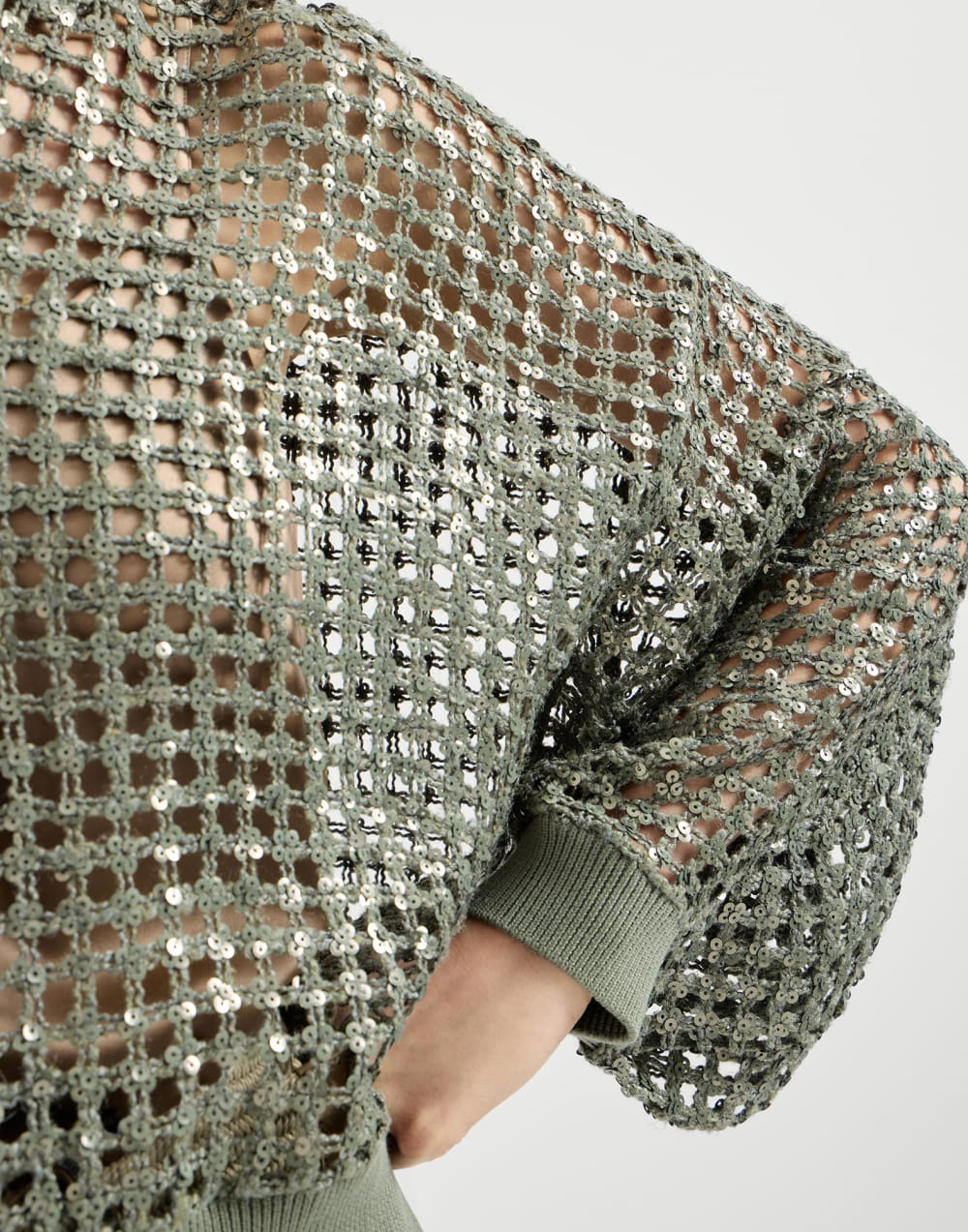 Cardigan Dazzling Net Embroidery in seta e lino - Brunello Cucinelli - immagine 3