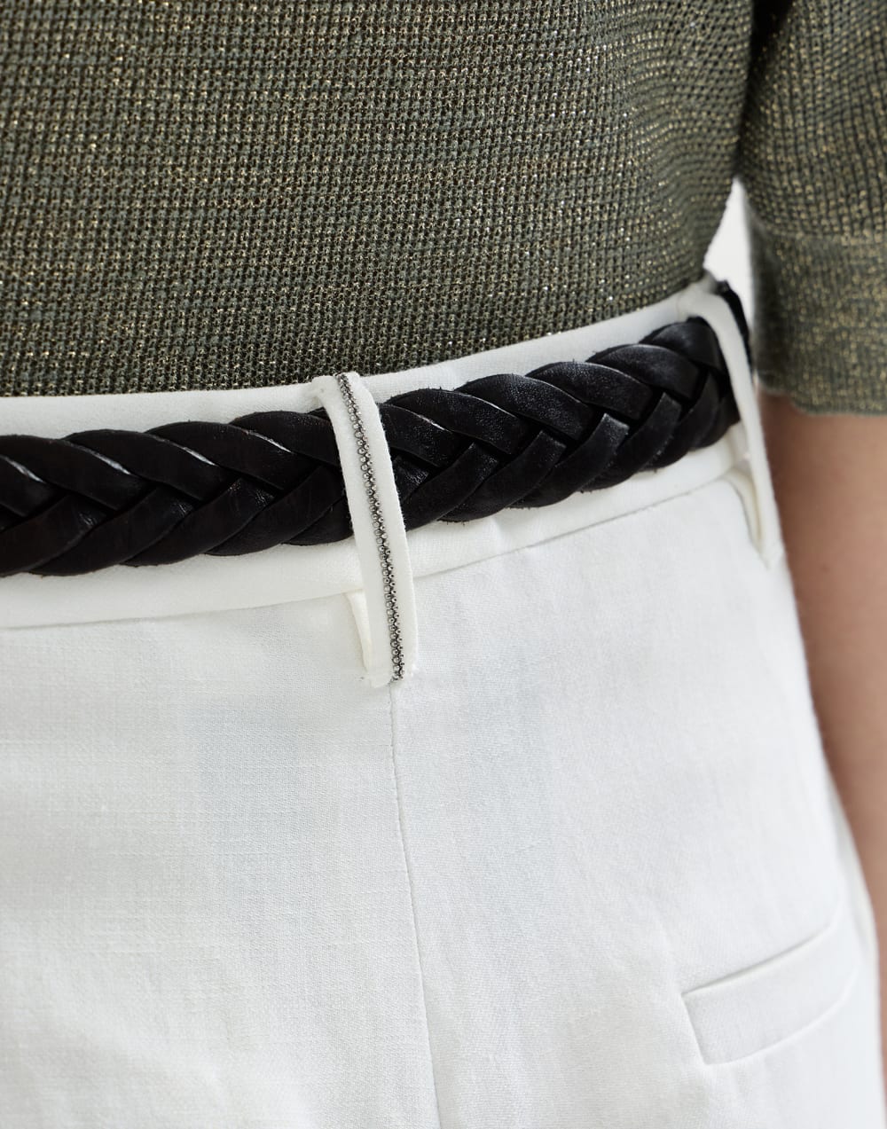 Pantalone Slouchy in twill Fluid di viscosa e lino con monile- brunello cucinelli - immagine 3