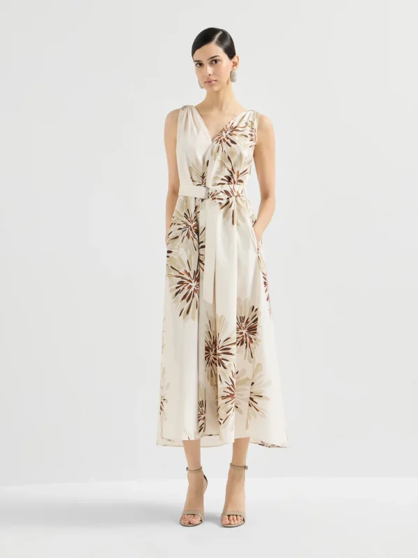 Abito in popeline Bloom Print - Brunello Cucinelli