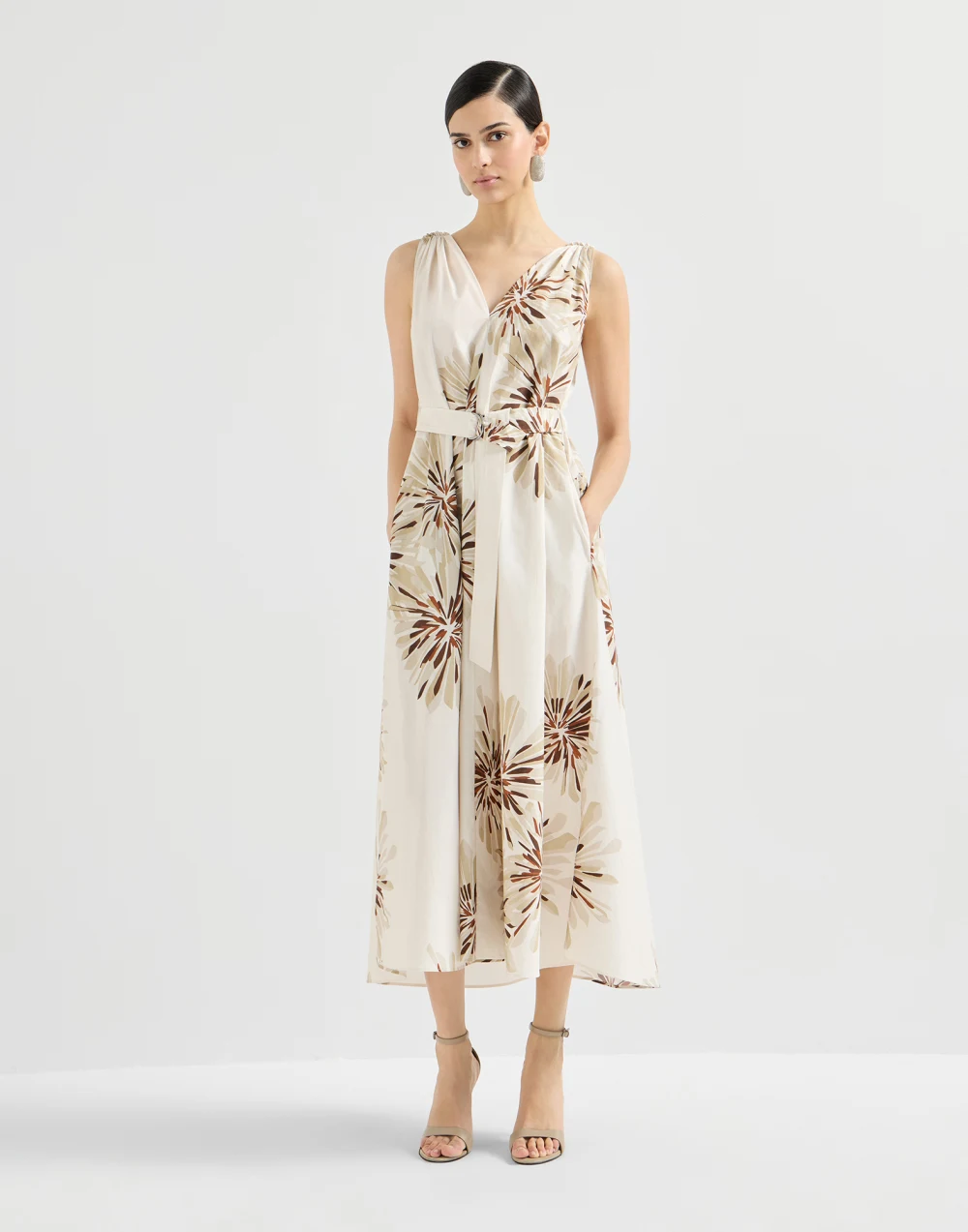 Abito in popeline Bloom Print - Brunello Cucinelli