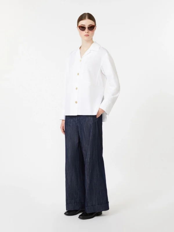 Pantalone dritto in denim di cotone e lino- Max Mara 'S