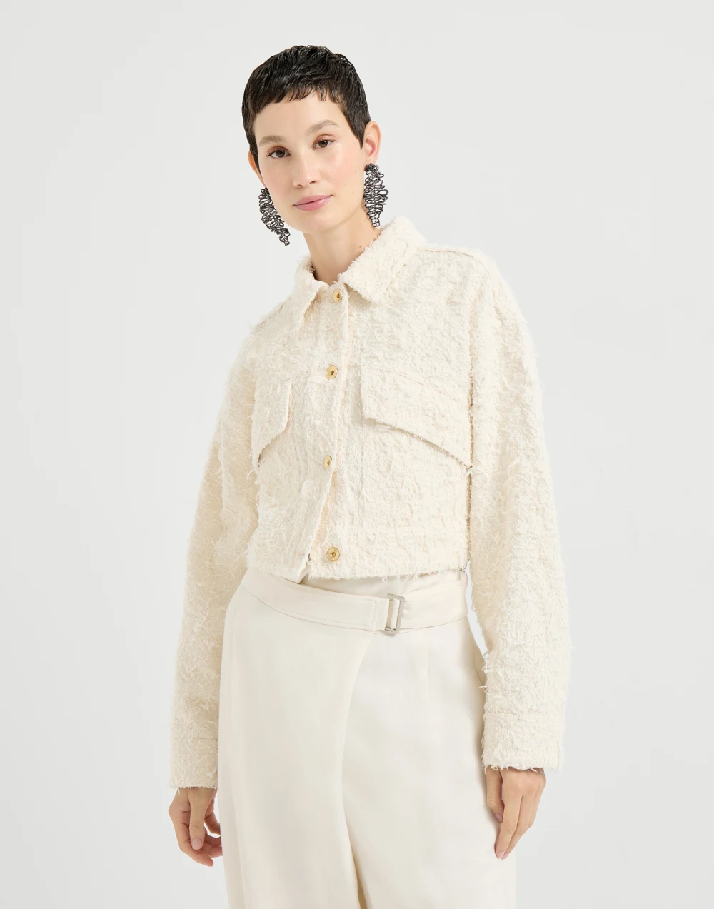 Outerwear in denim Fuzzy tinto con monile - Brunello Cucinelli