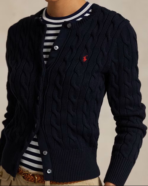 Cardigan a girocollo in cotone a trecce Polo Ralph Lauren - immagine 3