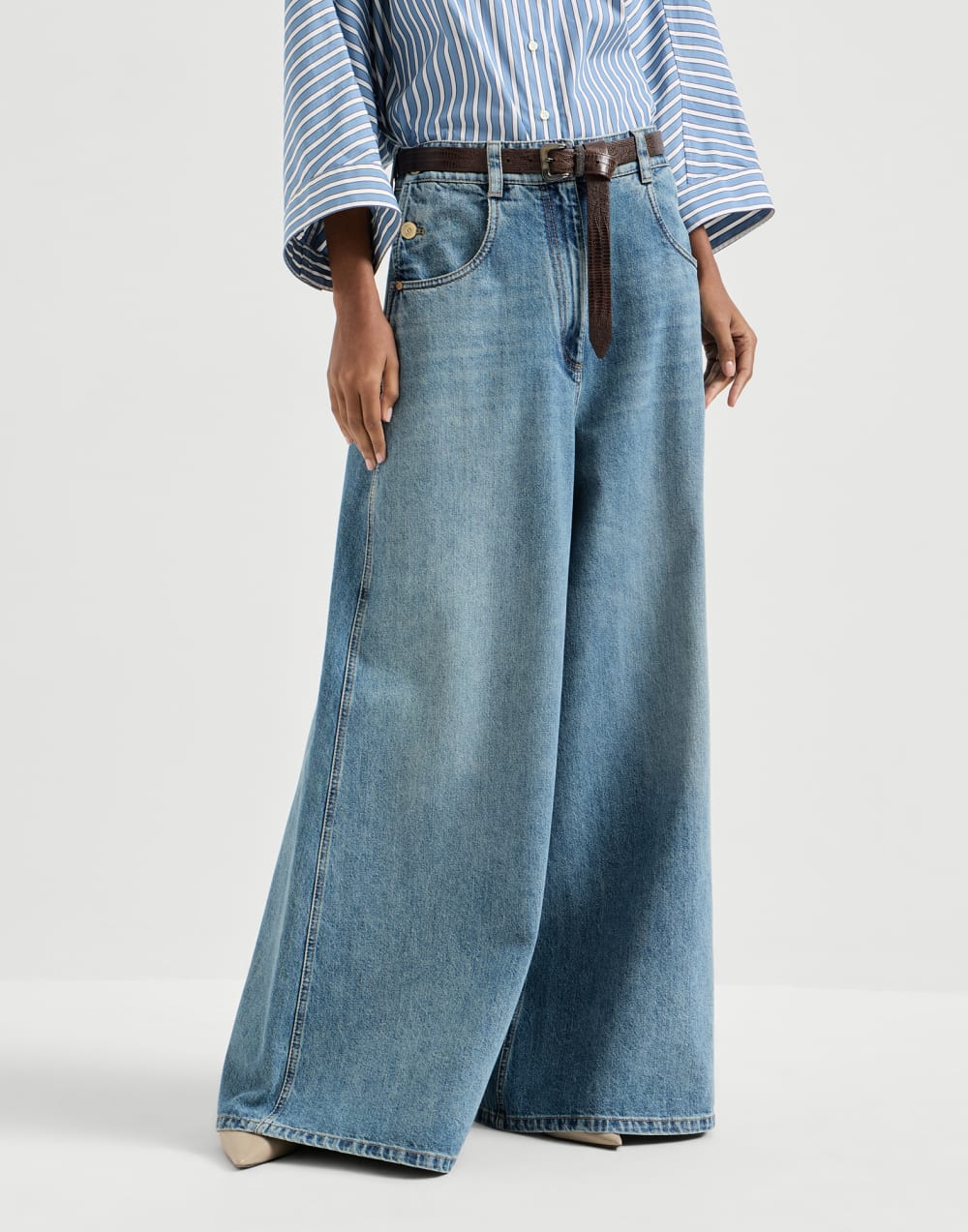 Pantalone Maxi in denim Authentic con monile - Brunello Cucinelli
