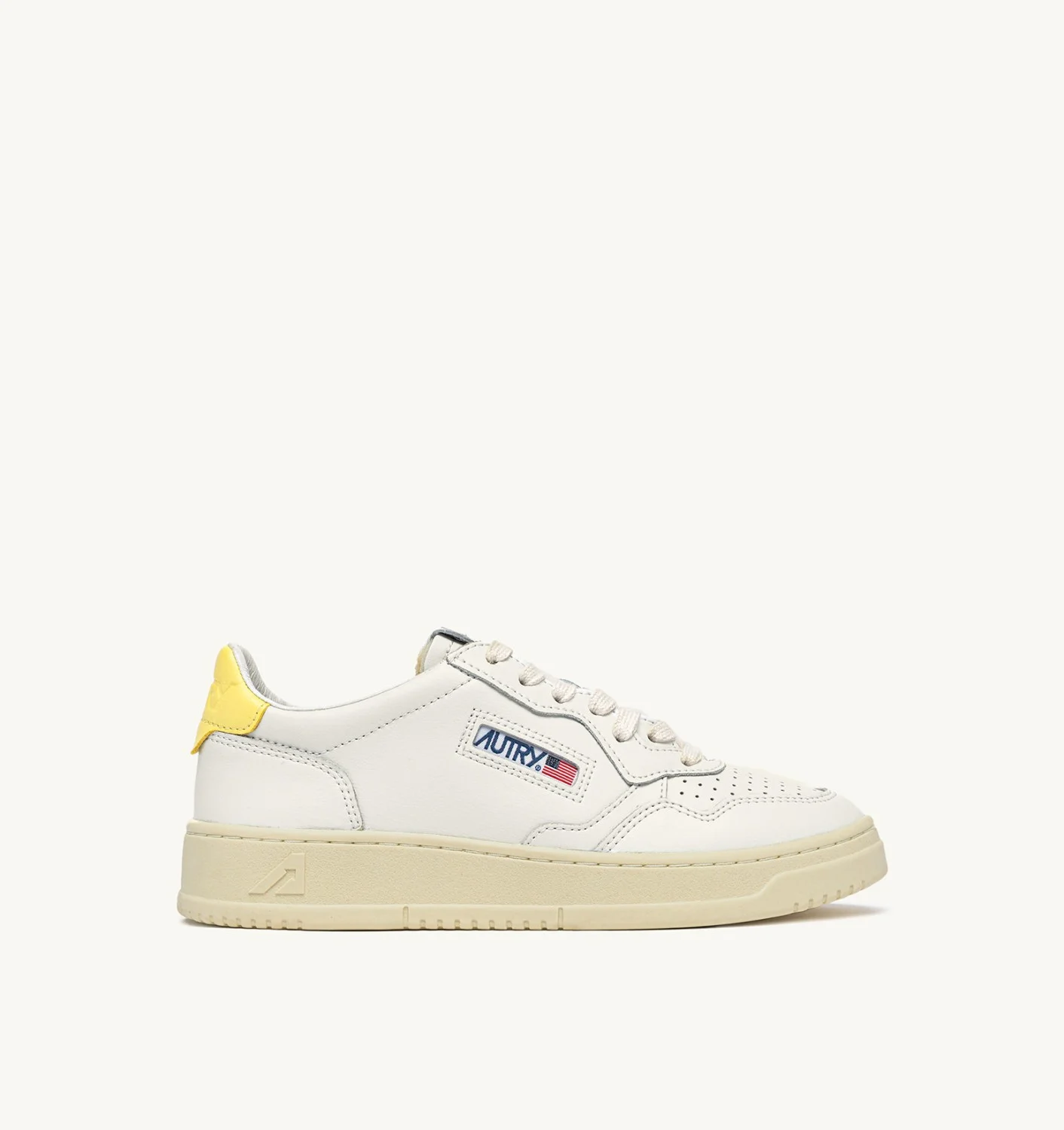 SNEAKERS MEDALIST LOW IN PELLE BIANCA E LEMON MERINGUE- AUTRY