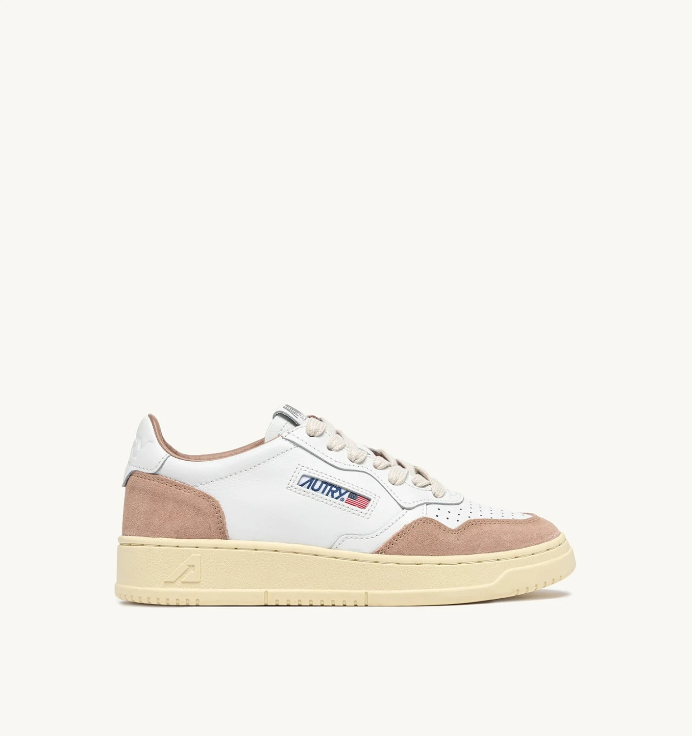 SNEAKERS MEDALIST LOW IN PELLE BIANCA E SUEDE ROSE CANNEL- Autry