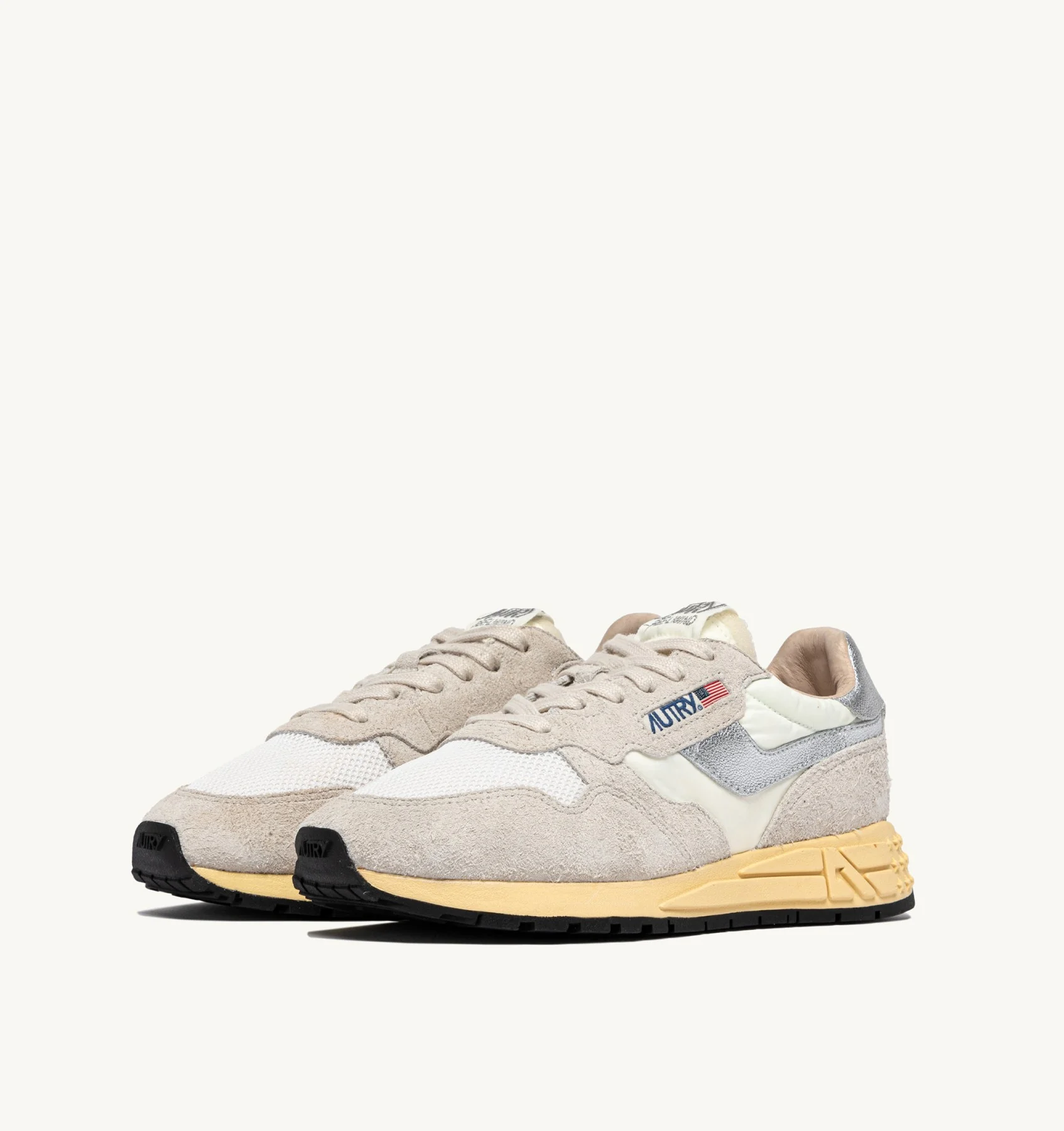 SNEAKERS REELWIND LOW IN NYLON E SUEDE BIANCO E ARGENTO- autry - immagine 2