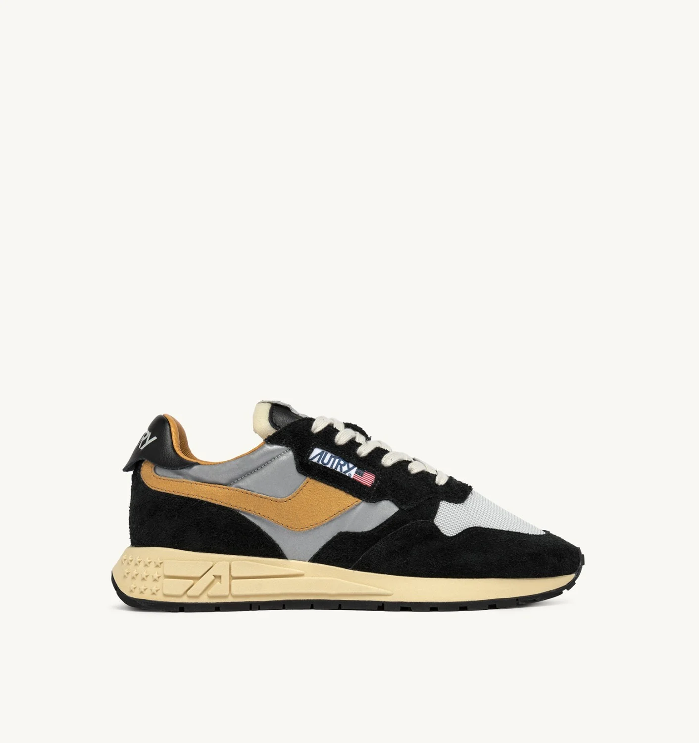 SNEAKERS REELWIND LOW IN SUEDE NERO E NYLON RIFLETTENTE- AUTRY