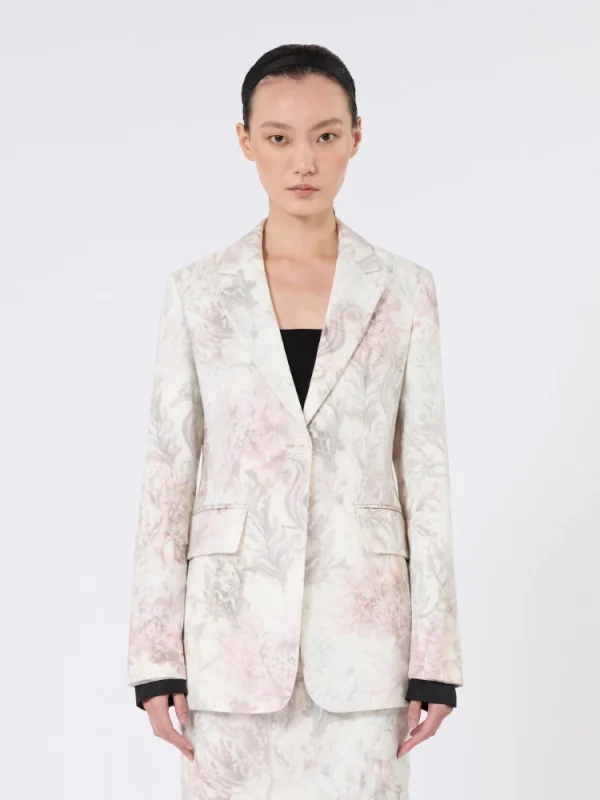 Blazer slim in gabardina e organza stampata - Max Mara