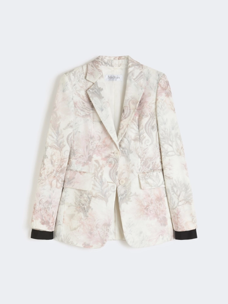 Blazer slim in gabardina e organza stampata - Max Mara - immagine 3