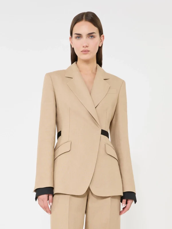 Blazer doppiopetto in natté di puro lino - Max Mara