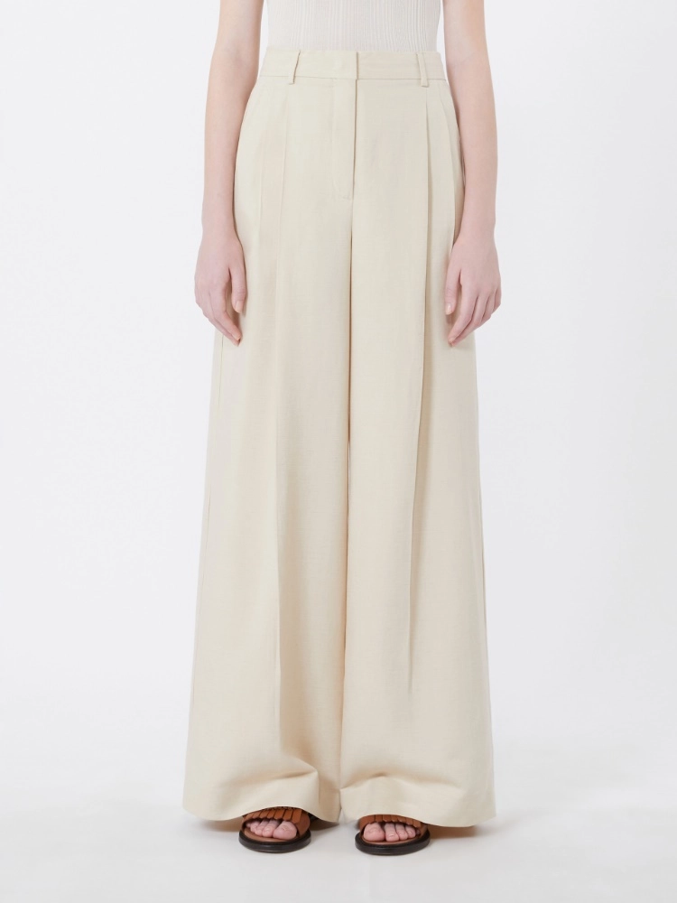 Pantalone wide leg in viscosa e lino- Max Mara