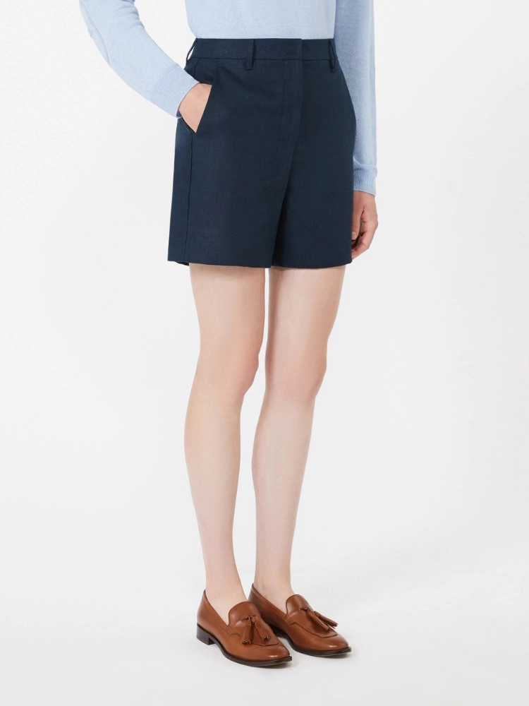 Shorts in stuoia di lino- Max Mara - immagine 3
