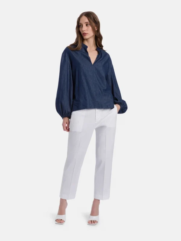 Pantaloni Nima loose in gabardina compact- Dondup