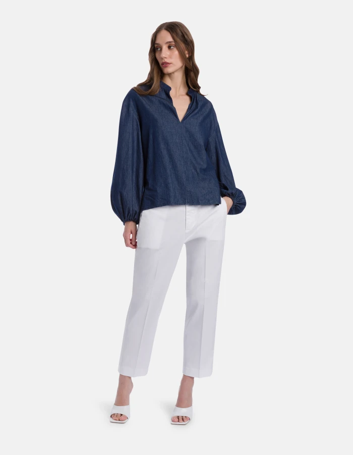 Pantaloni Nima loose in gabardina compact- Dondup